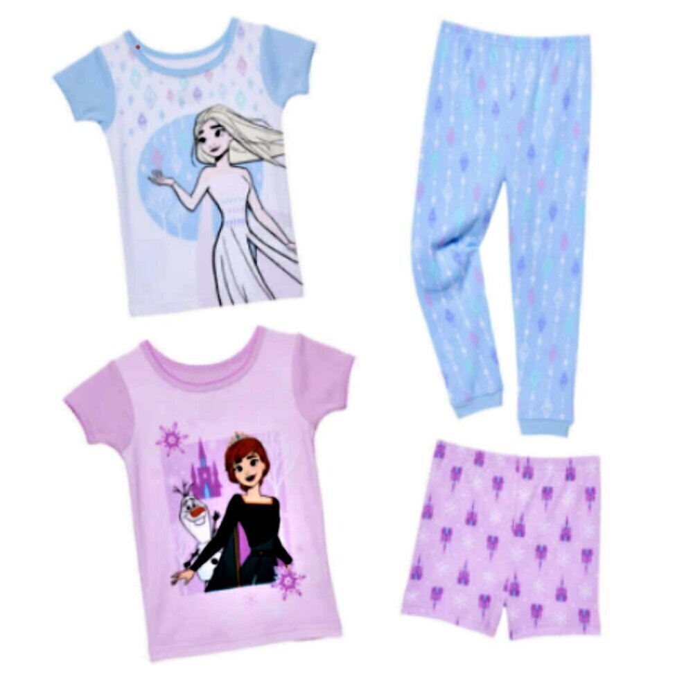 NWT DISNEY Frozen II Anna & Elsa 4-Piece Cotton Pajama Set